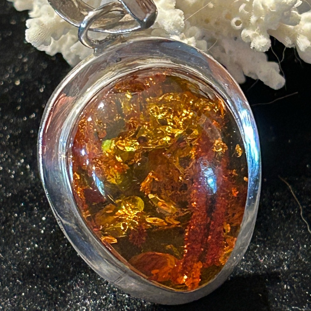 A beautiful Amber pendant set in Sterling Silver